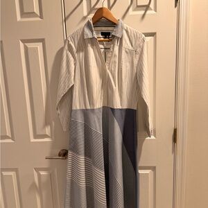 Donna Karan White and Blue Striped Dress